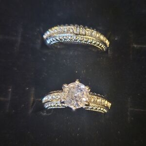Elegant Silver and Gold Women's Ring Set